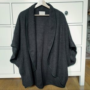 Alice + Olivia black kimono jacket leather trim
